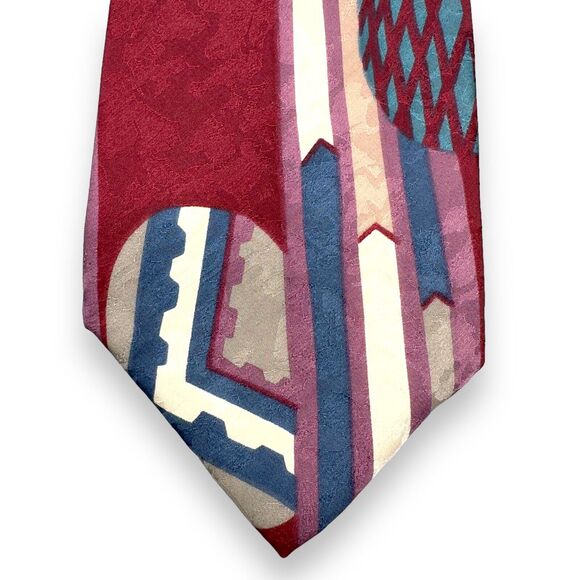 Vintage Cervino Mens Silk Dress Tie Made in Italy Abstract Pattern 60 3.75 - Picture 5 of 10